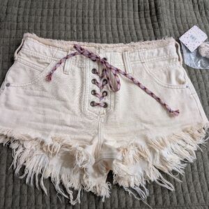FP Movement by Free People Cream Jean Shorts